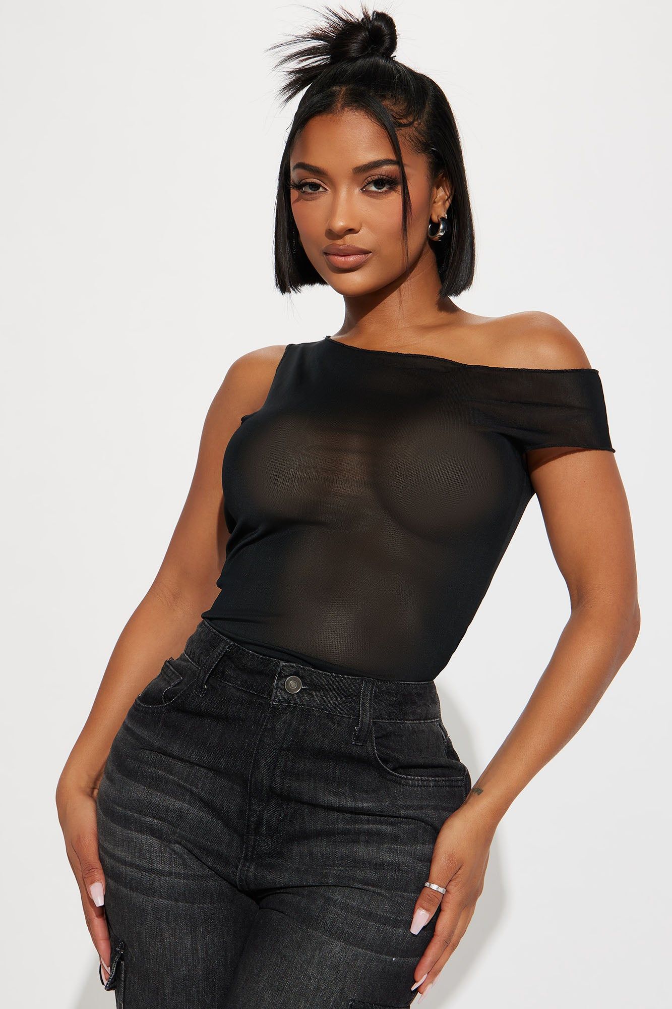 Made You Look Mesh Top - Black sold by Fashion Nova