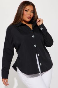 Manifesting Needs Poplin Shirt - Black sold by Fashion Nova