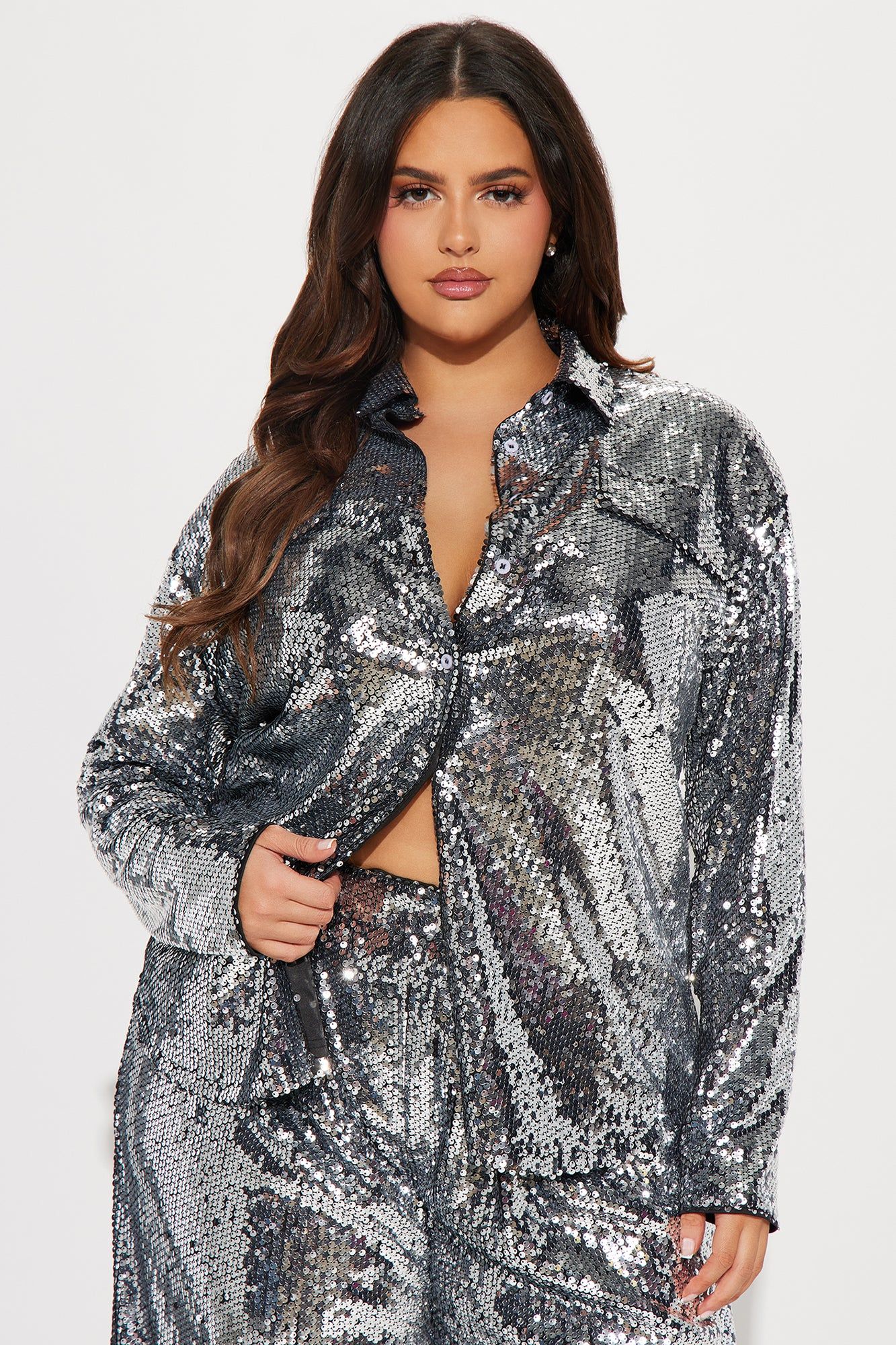 All In Sequin Pant Set - Silver sold by Fashion Nova product image thumbnail 5