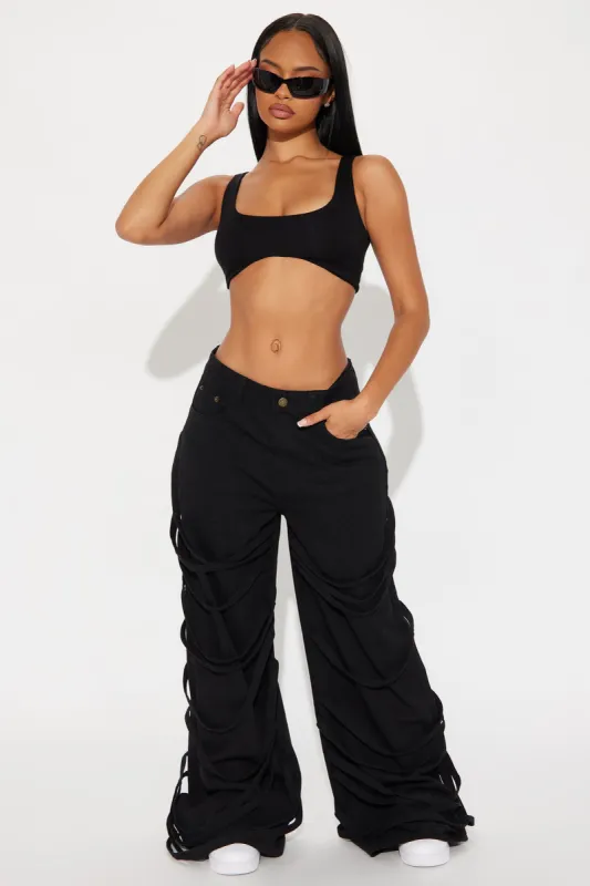 Get To My Level Wide Leg Pant - Black sold by Fashion Nova
