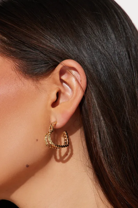 Growing Hearts Hoop Earrings - Gold sold by Fashion Nova