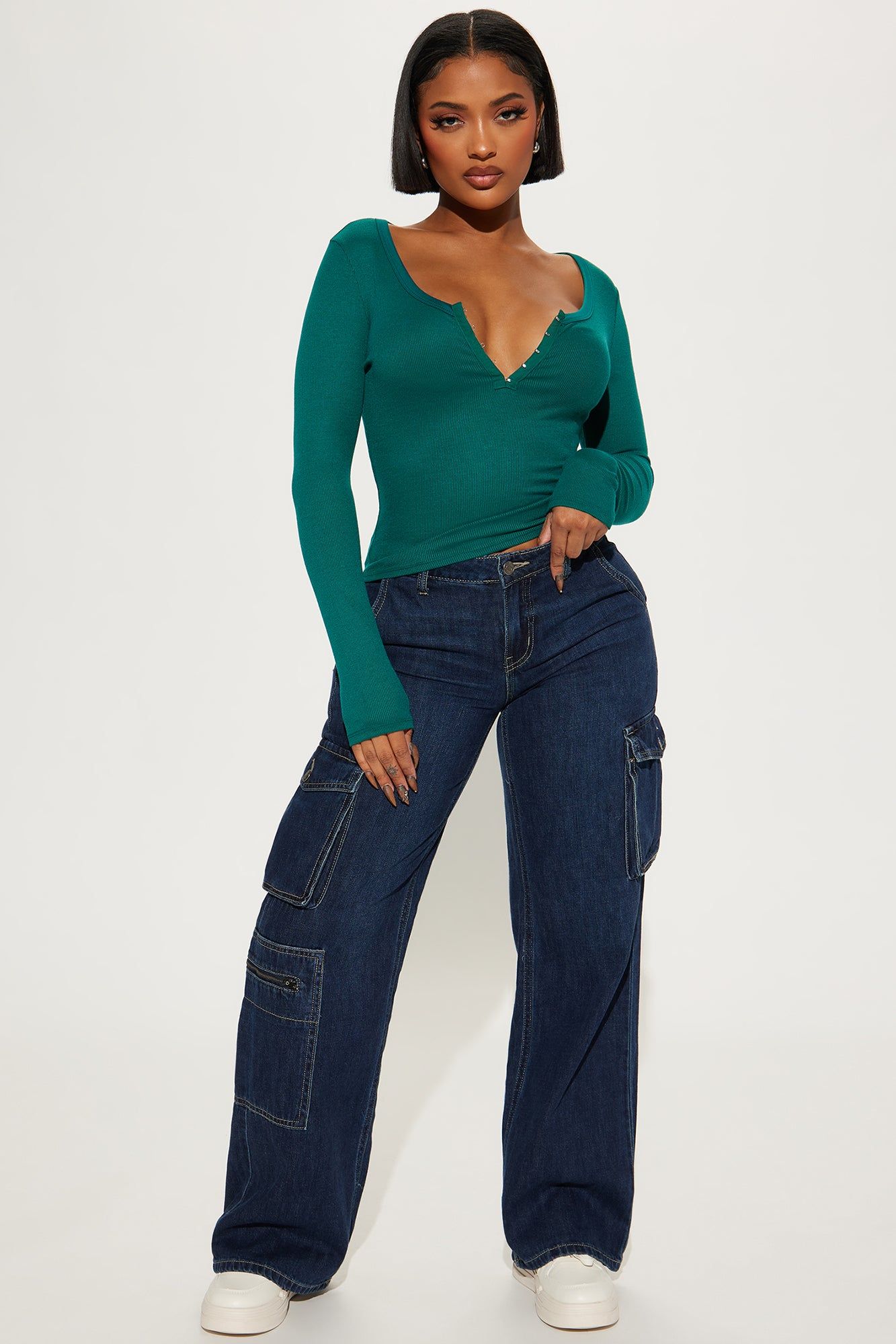 Dawn Ribbed Long Sleeve Top - Hunter sold by Fashion Nova product image thumbnail 2