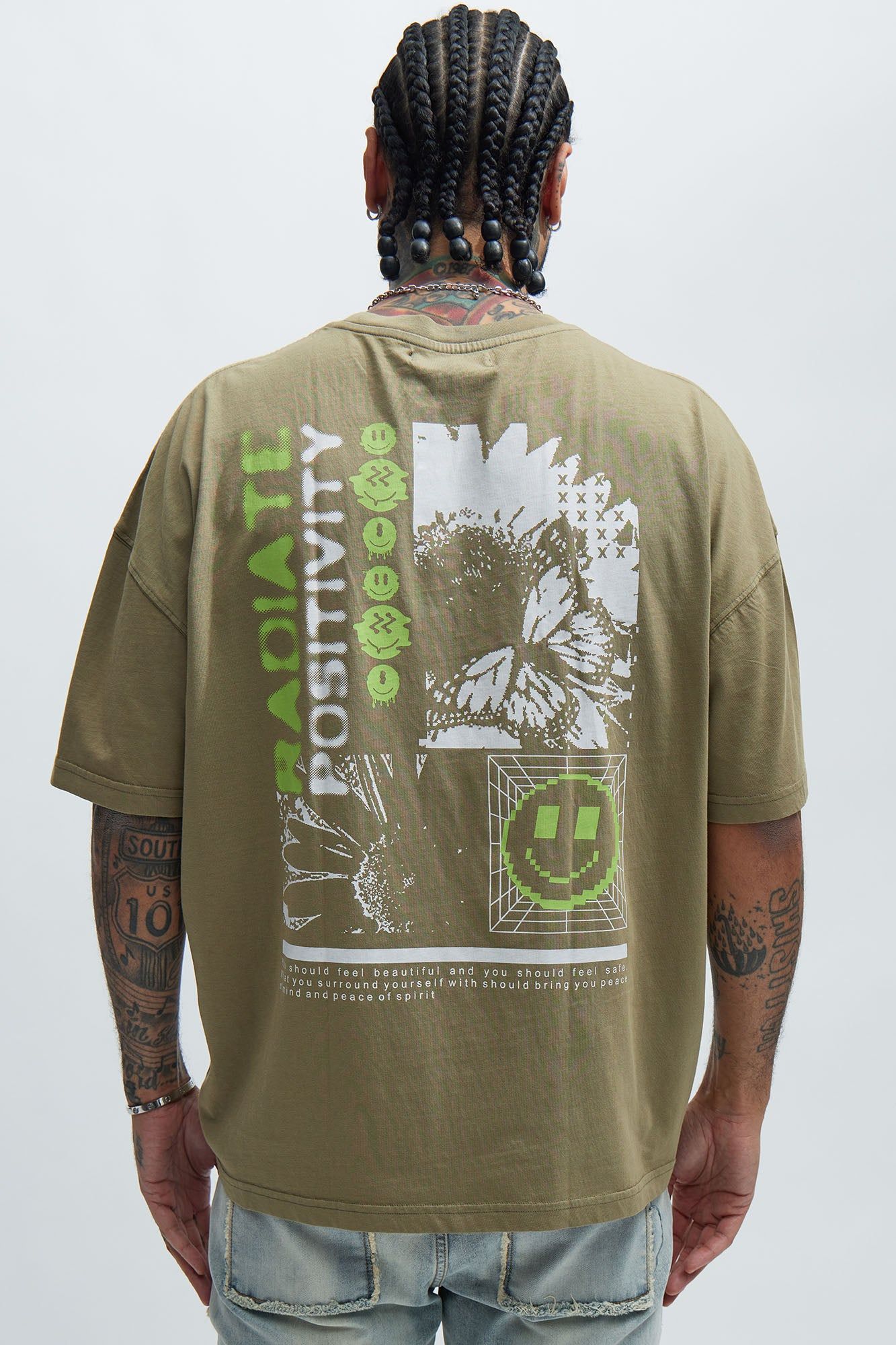 Radiant Positivity Oversize Short Sleeve Tee - Olive sold by Fashion Nova