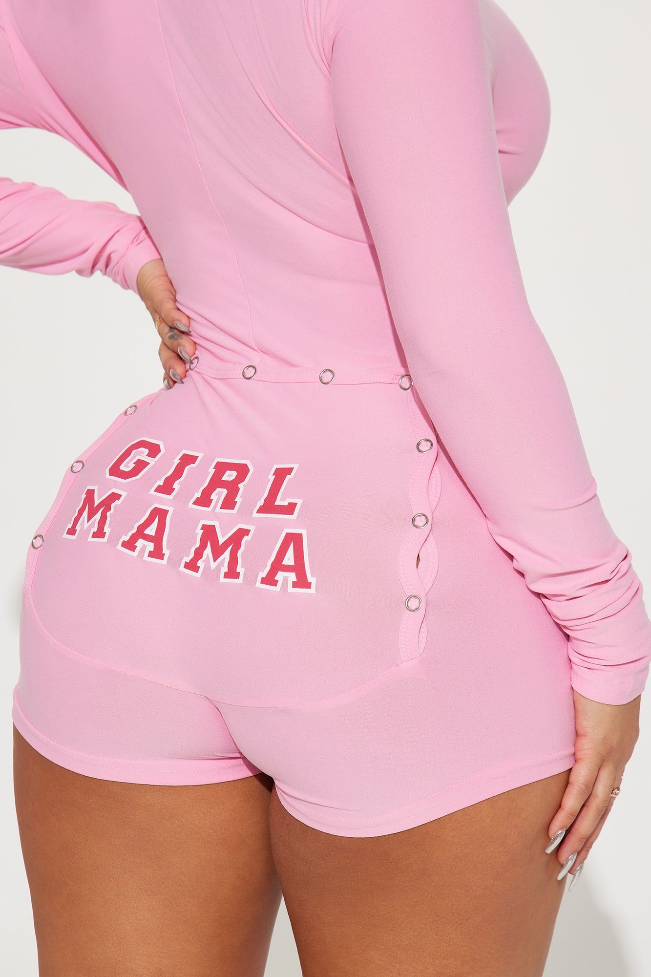 Girl Mama Long Sleeve PJ Romper Onesie - Pink sold by Fashion Nova product image thumbnail 3