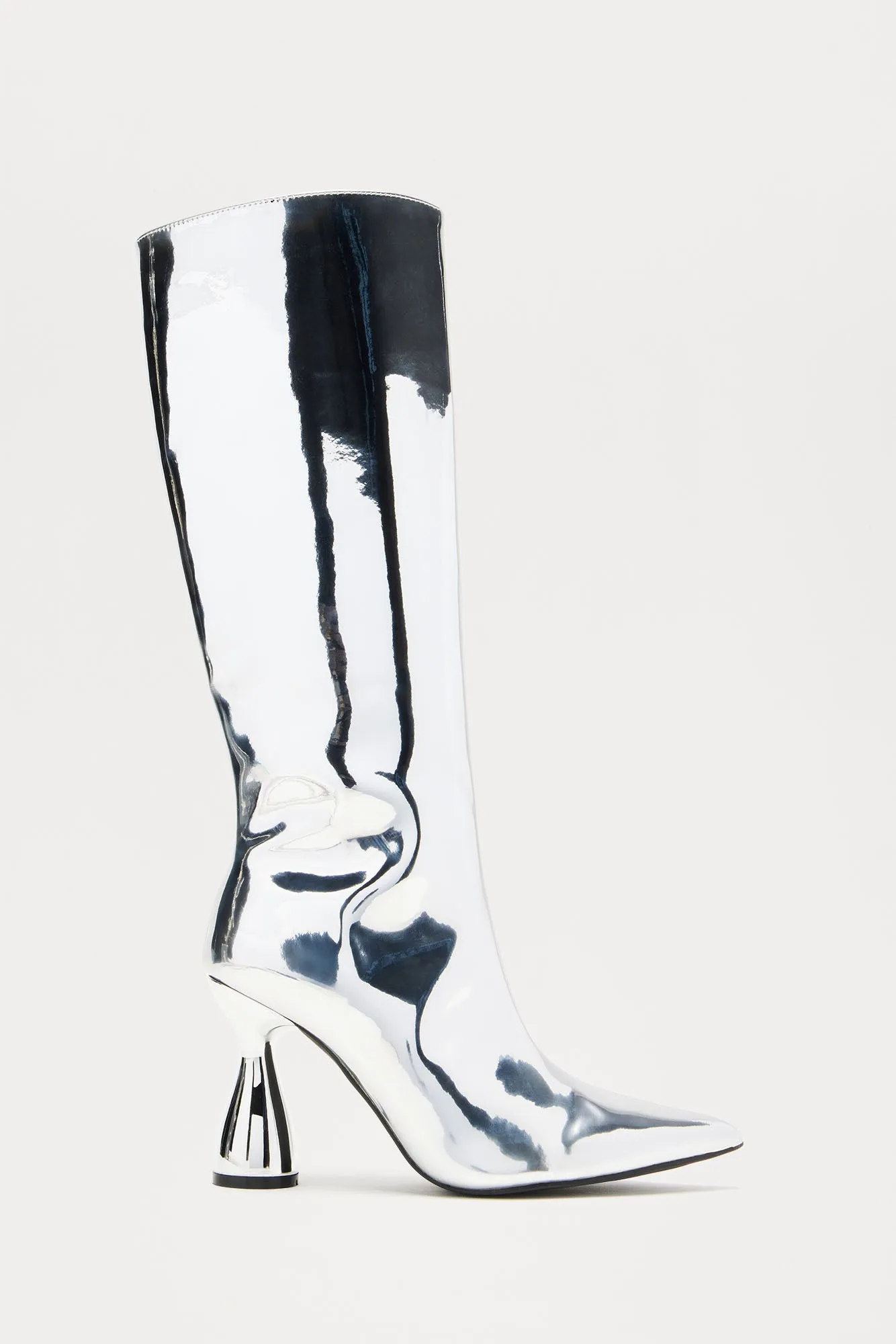 This Is My Moment Metallic Boots - Silver sold by Fashion Nova