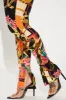 Chains For Vacay Printed Stacked Pant - Orange/combo sold by Fashion Nova