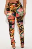 Chains For Vacay Printed Stacked Pant - Orange/combo sold by Fashion Nova