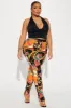 Chains For Vacay Printed Stacked Pant - Orange/combo sold by Fashion Nova