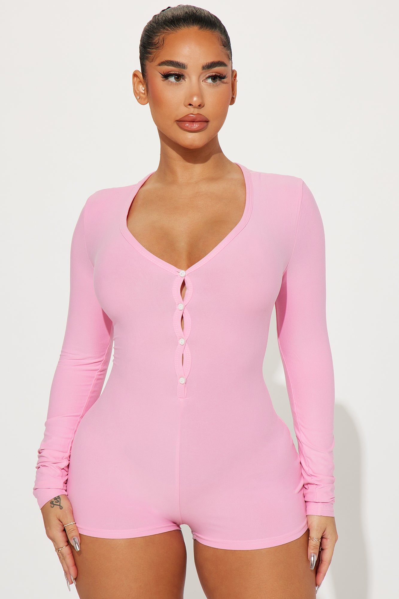 Girl Mama Long Sleeve PJ Romper Onesie - Pink sold by Fashion Nova product image thumbnail 2