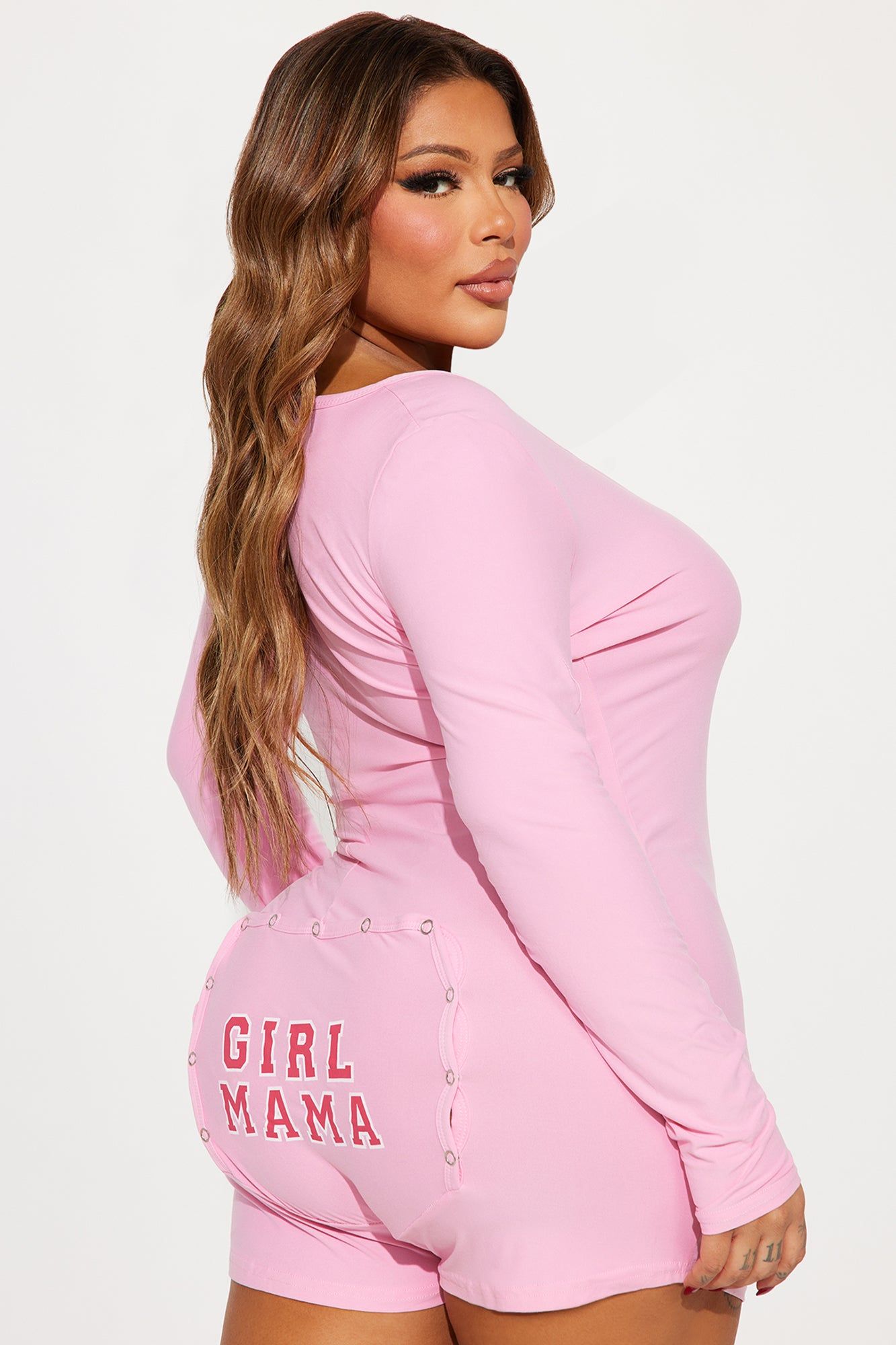Girl Mama Long Sleeve PJ Romper Onesie - Pink sold by Fashion Nova product image thumbnail 5