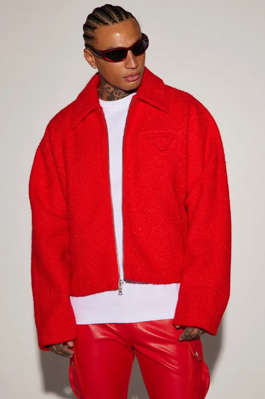Madrona Drive Cropped Jacket - Red sold by Fashion Nova