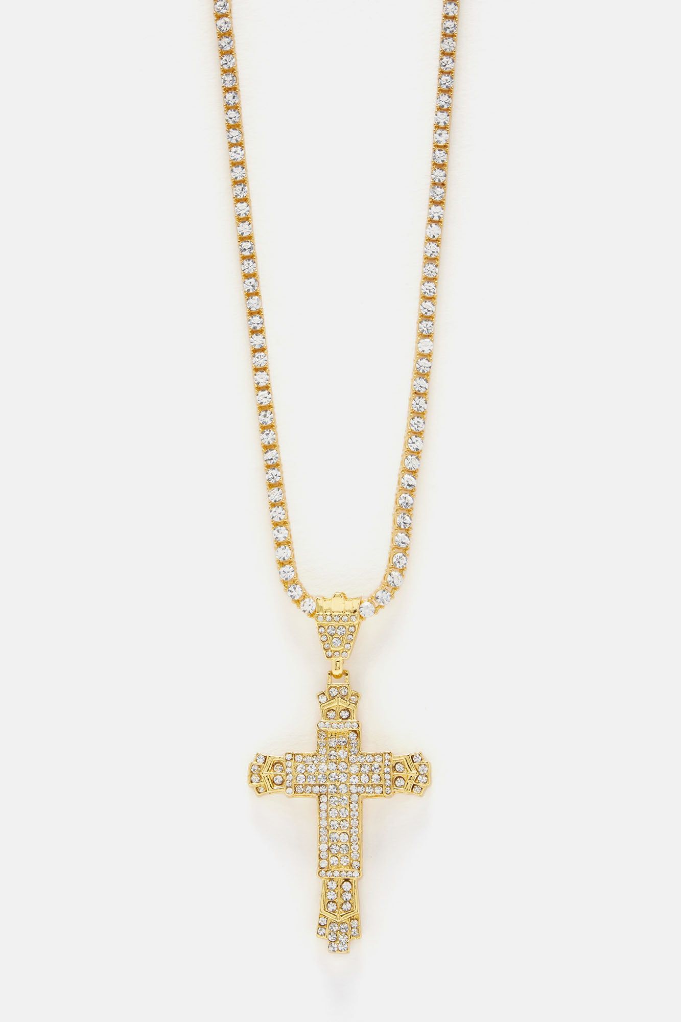 Big Holy Cross Tennis Chain Necklace - Gold sold by Fashion Nova product image thumbnail 3