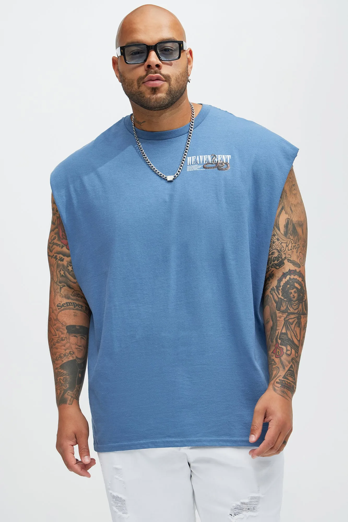 Heaven Meant Sleeveless Tee - Slate Blue sold by Fashion Nova product image thumbnail 5