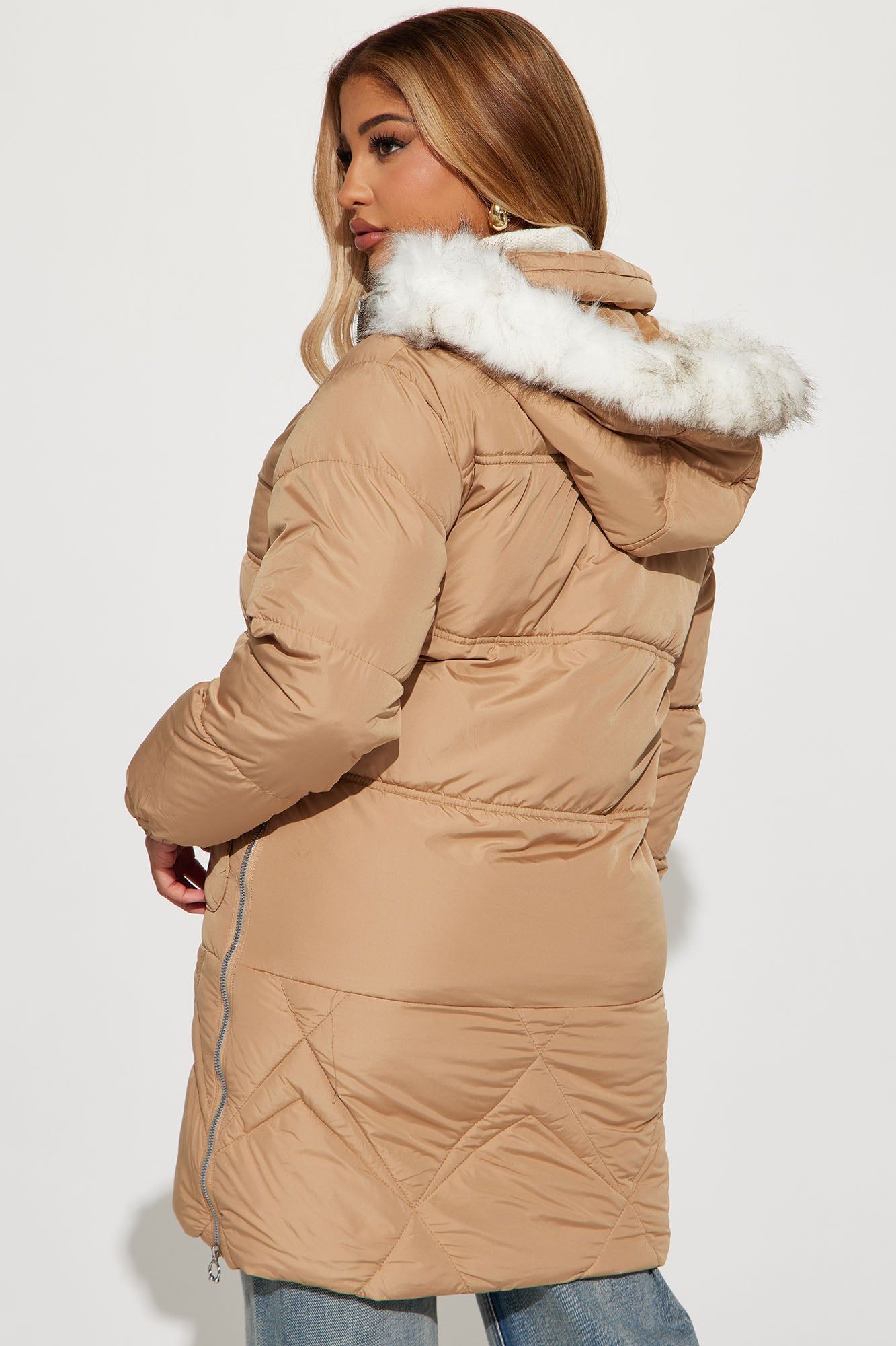 Elsa Long Puffer Jacket - Sand sold by Fashion Nova product image thumbnail 5