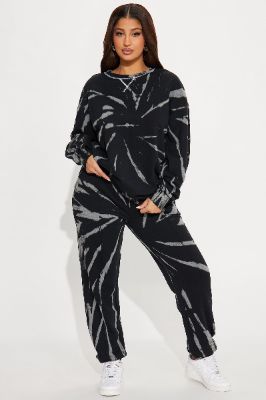 Marianna Tie Dye Jogger Set - Black sold by Fashion Nova