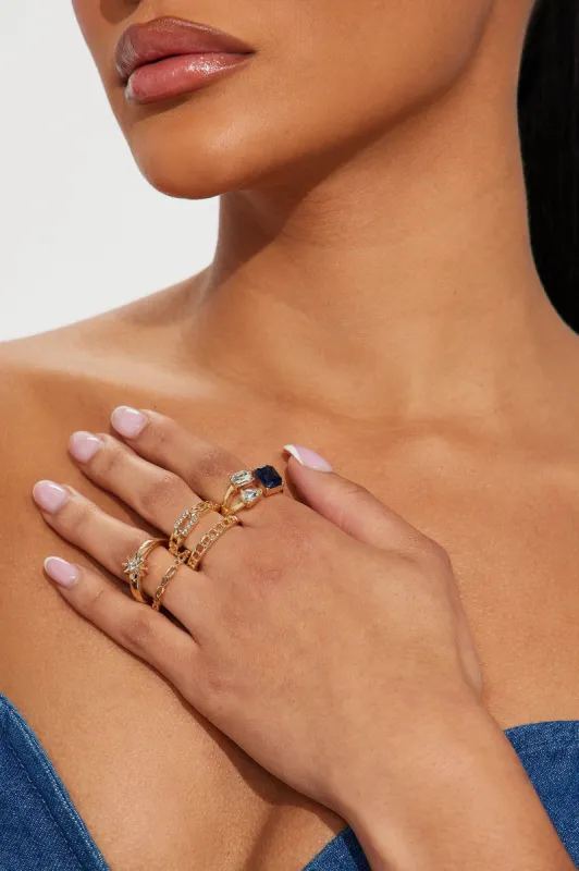 Moments Too Precious 5 Piece Ring Set - Gold/combo sold by Fashion Nova