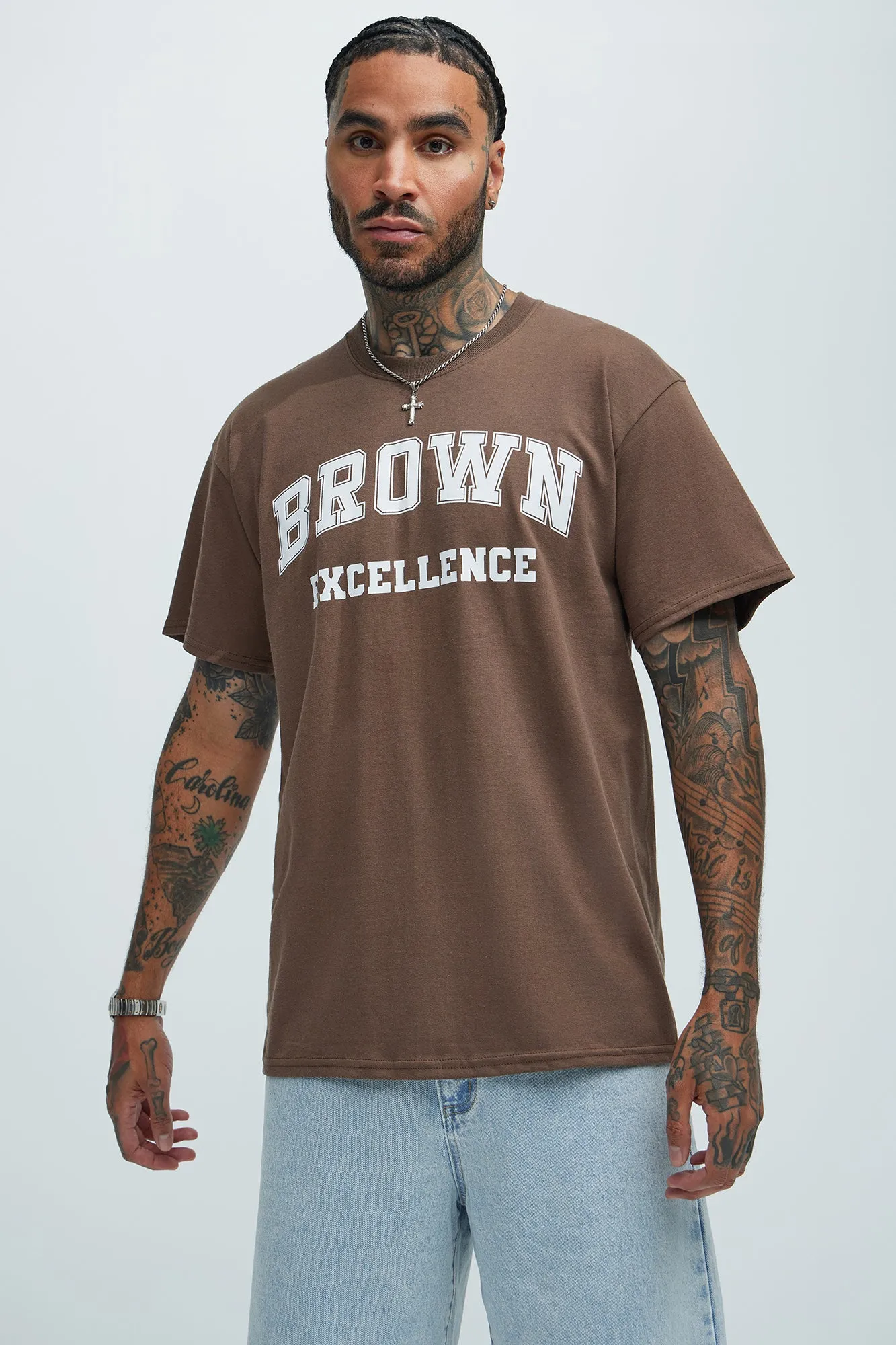 Brown Excellence Short Sleeve Tee - Brown sold by Fashion Nova