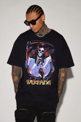 Wu Tang Grim Reaper Oversized Short Sleeve Tee - Black made by Fashion Nova