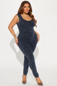 Saira Mineral Wash Jumpsuit - Charcoal sold by Fashion Nova