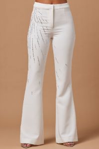 Elle Embellished Trouser - White sold by Fashion Nova