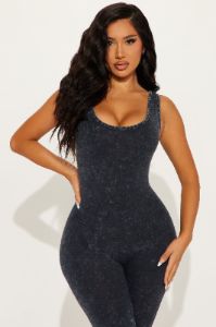 Saira Mineral Wash Jumpsuit - Charcoal sold by Fashion Nova