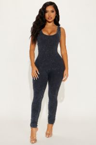Saira Mineral Wash Jumpsuit - Charcoal sold by Fashion Nova