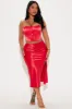 Kristin Satin Skirt Set - Red sold by Fashion Nova