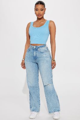 Got Options Straight Leg Jeans - Light Wash sold by Fashion Nova