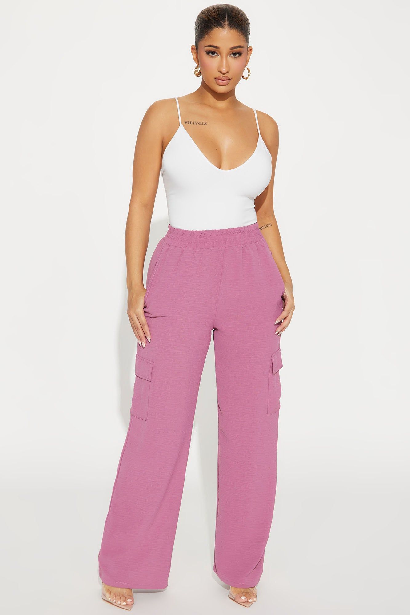 Tabby Wide Leg Cargo Pant - Mauve sold by Fashion Nova