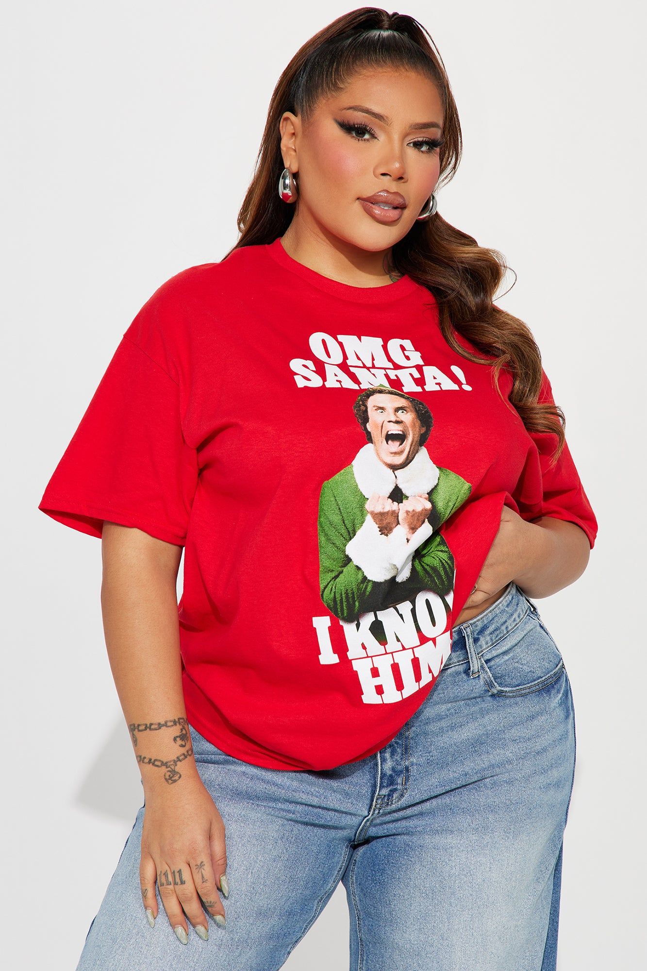 OMG Santa Elf Graphic Tee - Red sold by Fashion Nova product image thumbnail 4