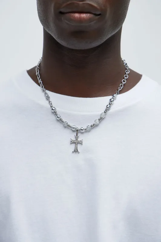 Walker Cross Beaded Necklace - Silver sold by Fashion Nova