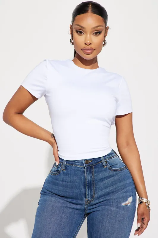 Melanie Smooth Fit Low Back Top - White sold by Fashion Nova