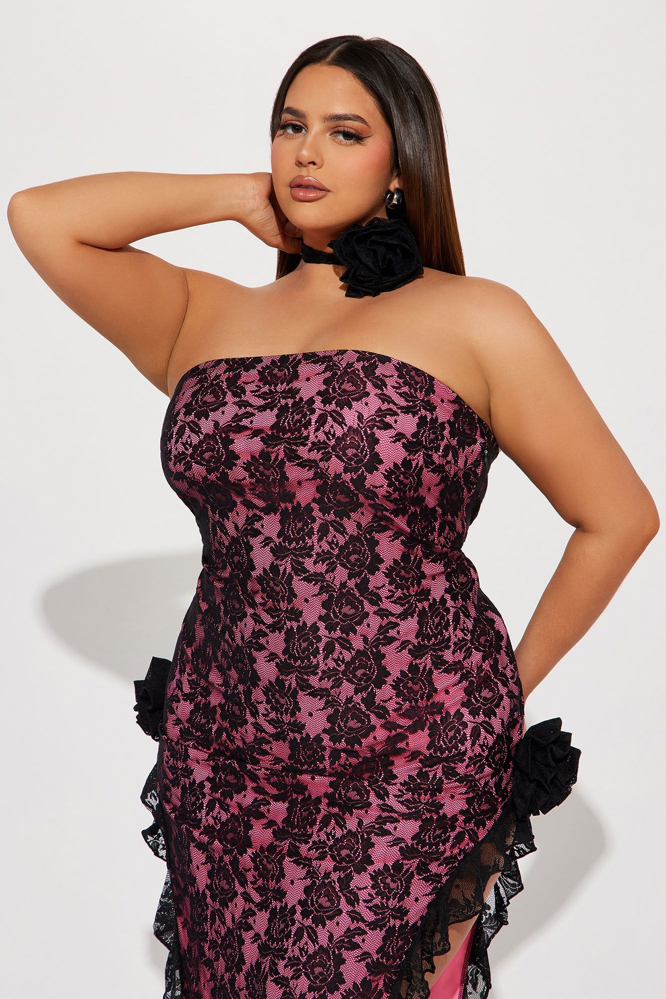 Sweet Romance Lace Midi Dress - Hot Pink/combo sold by Fashion Nova product image thumbnail 7