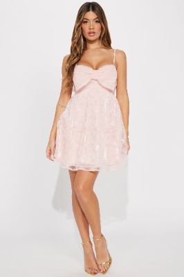 Lucy Mesh Embroidery Mini Dress - Pink sold by Fashion Nova