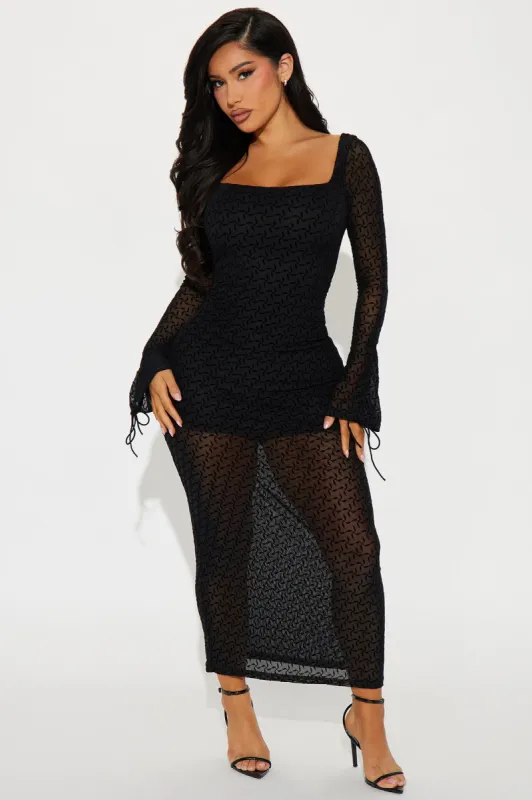Most Wanted Mesh Maxi Dress - Black sold by Fashion Nova