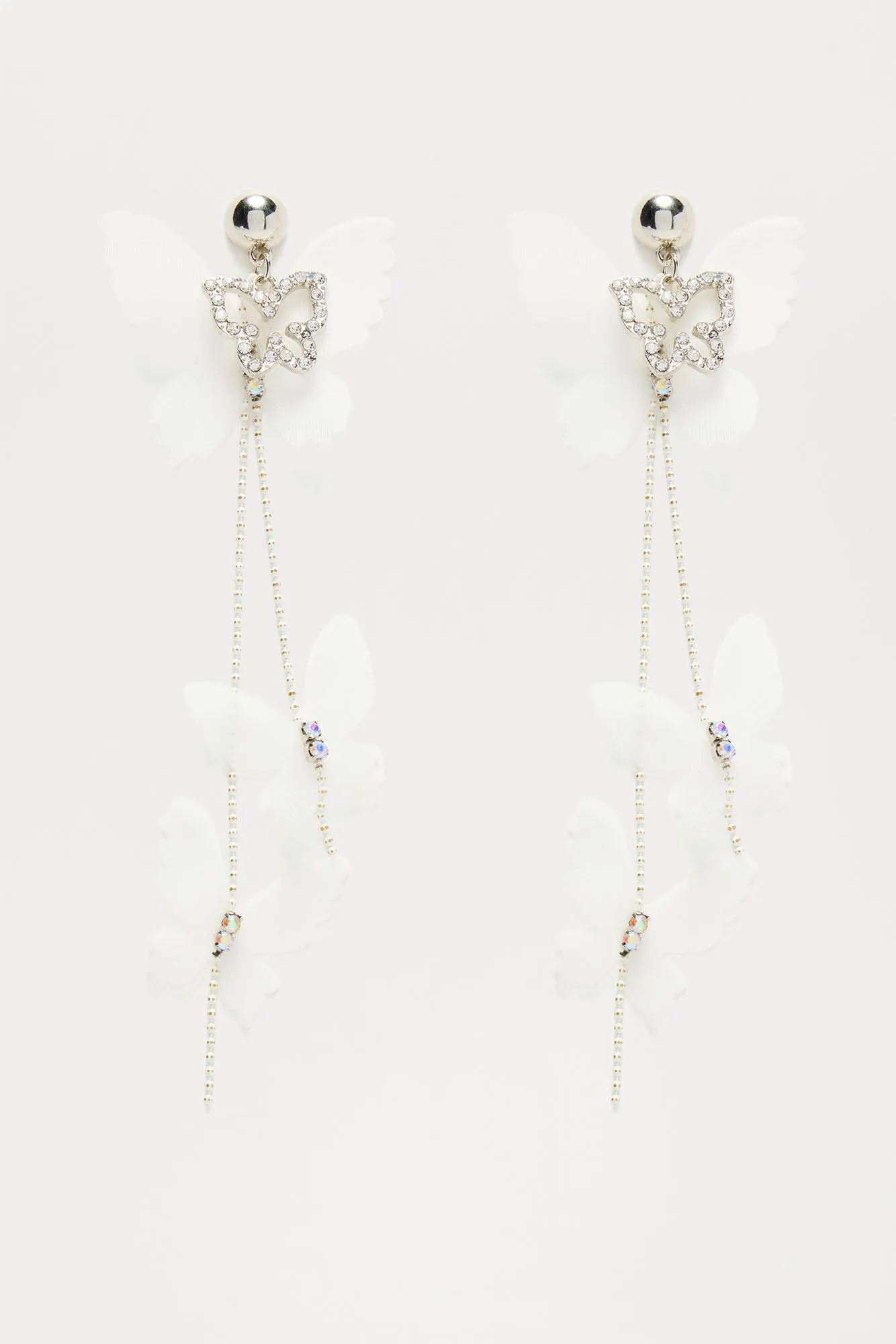 Keep Dreaming Butterfly Earrings - White/Silver sold by Fashion Nova product image thumbnail 3