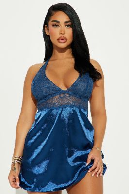Need Your Love Satin Cami Sleep Dress - Blue sold by Fashion Nova