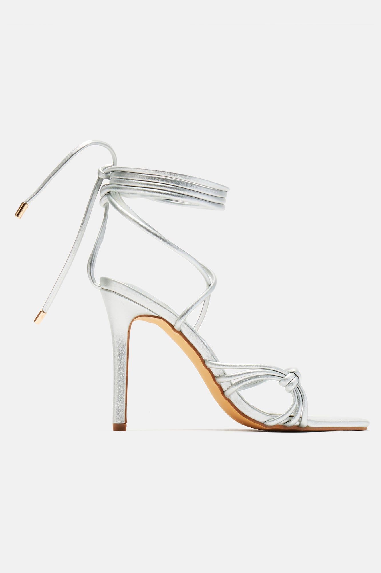 Cierra Wrap Up Heeled Sandals - Silver sold by Fashion Nova product image thumbnail 4