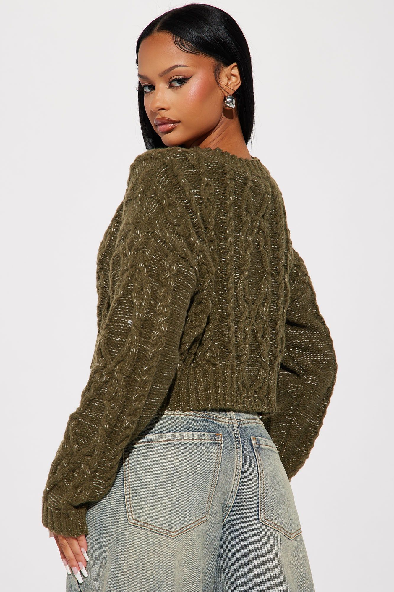Fair Trade Cable Knit Sweater - Olive sold by Fashion Nova product image thumbnail 3