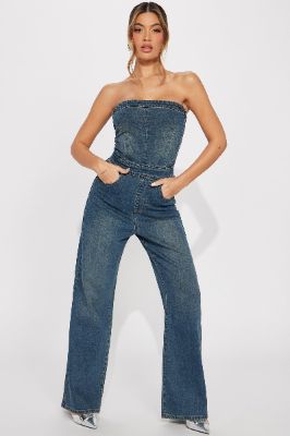 Passion For You Denim Jumpsuit - Medium Wash sold by Fashion Nova