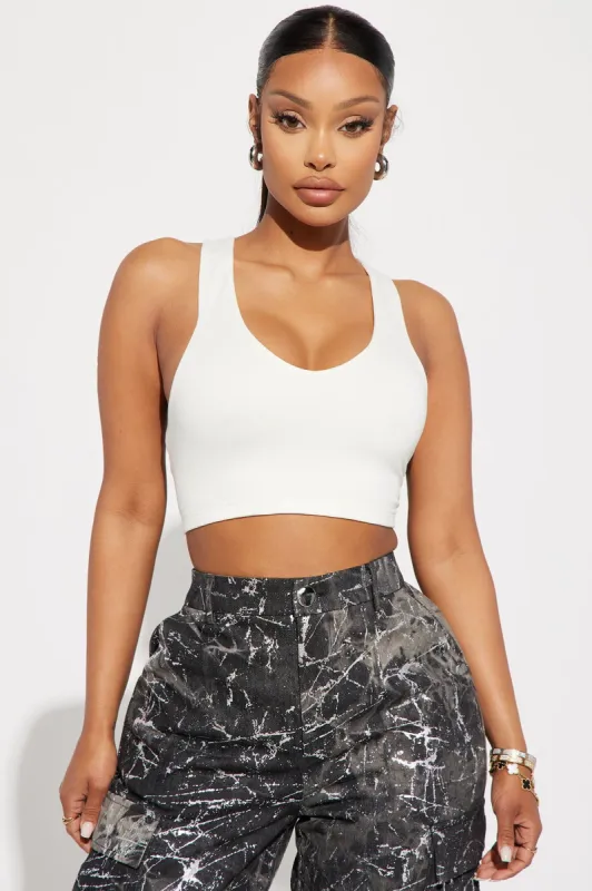 Paige Racer Back Top - White sold by Fashion Nova