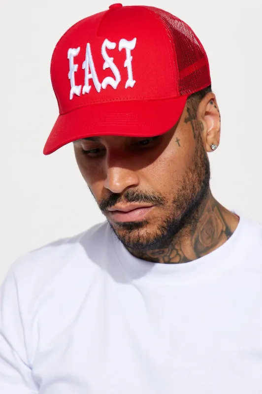 East Side Twill Trucker Hat - Red sold by Fashion Nova