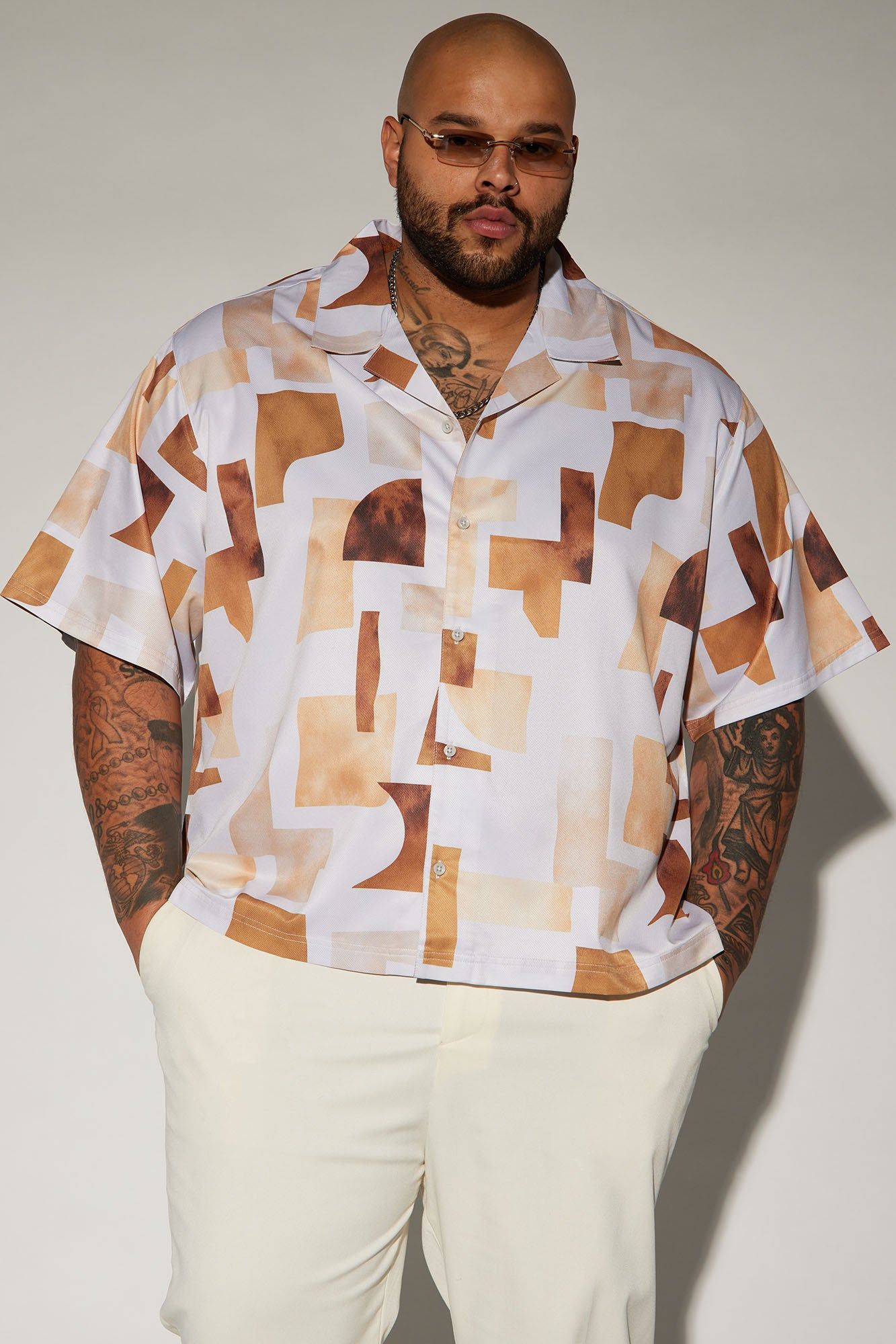 Trip On Button Up Shirt - Tan/Multi sold by Fashion Nova product image thumbnail 5