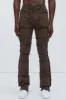 Your Way Frayed Stacked Skinny Flare Pants - Dark Brown sold by Fashion Nova