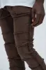 Your Way Frayed Stacked Skinny Flare Pants - Dark Brown sold by Fashion Nova