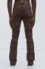 Your Way Frayed Stacked Skinny Flare Pants - Dark Brown sold by Fashion Nova