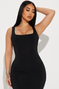 Kiss Me Sleeveless Midi Dress - Black sold by Fashion Nova