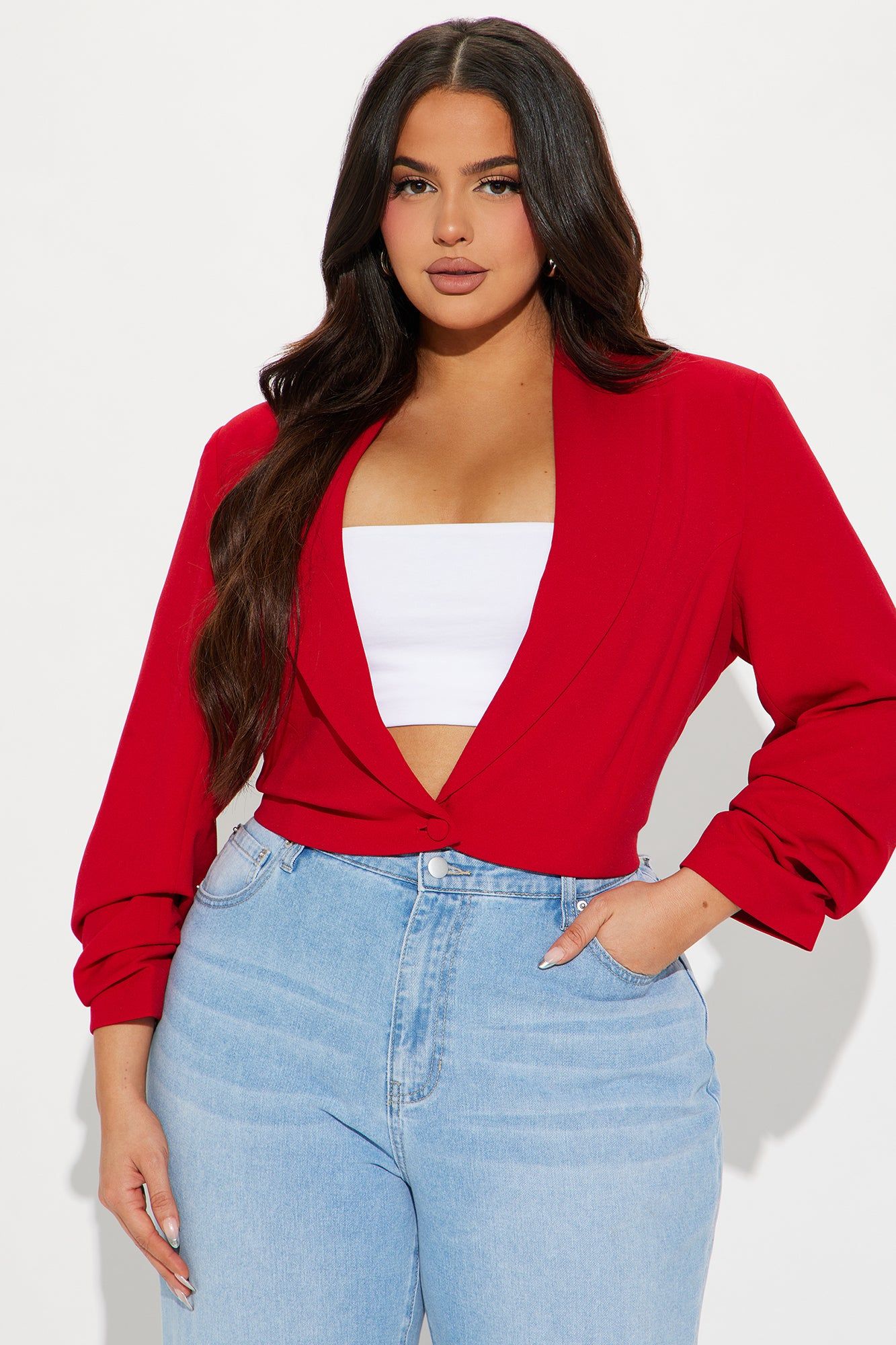 Taking Care Of Business Cropped Blazer - Red sold by Fashion Nova product image thumbnail 4