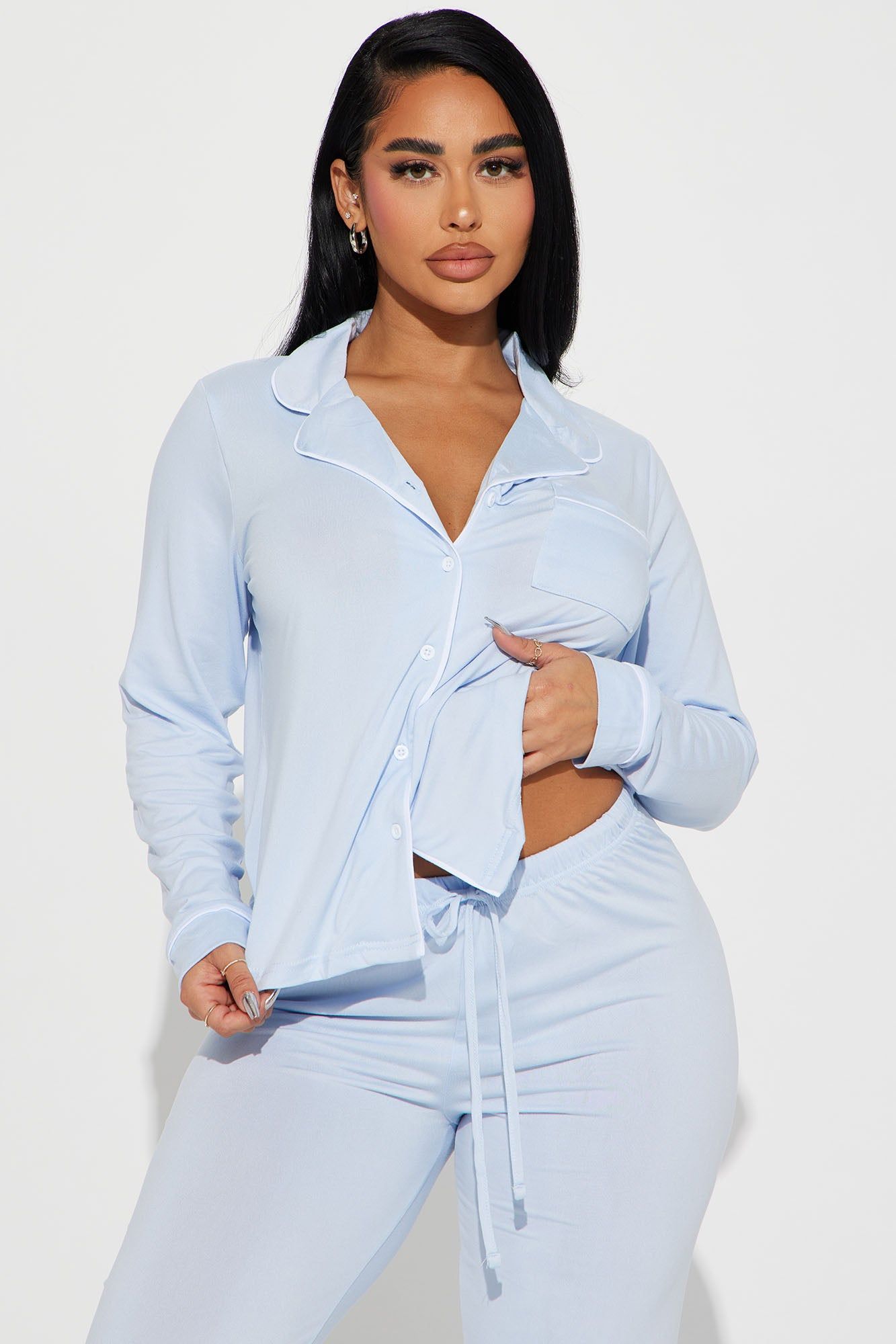 In The Morning PJ Pant Set - Light Blue sold by Fashion Nova product image thumbnail 2