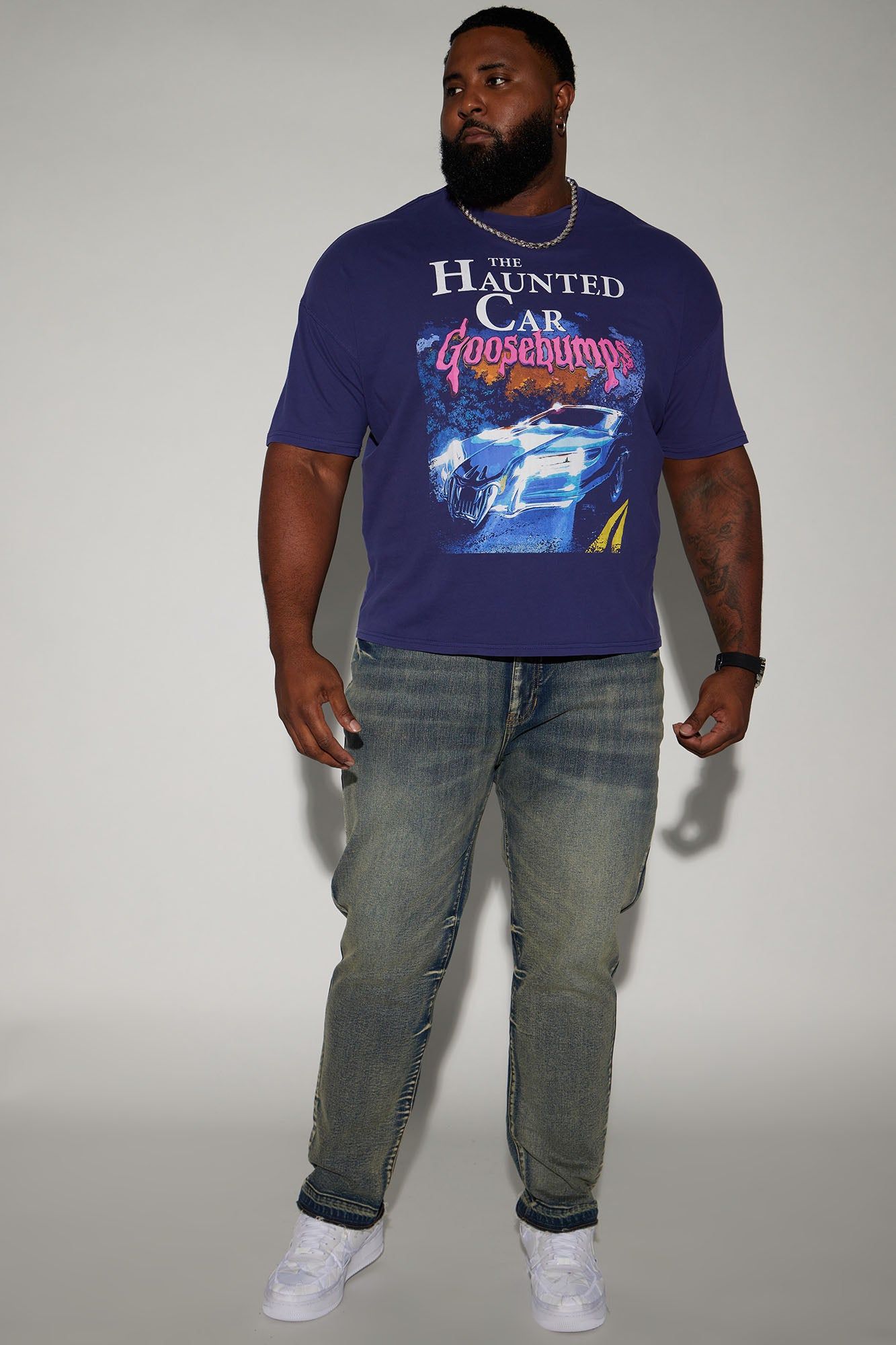 Goosebumps The Haunted Car Oversized Short Sleeve Tee - Navy sold by Fashion Nova product image thumbnail 5